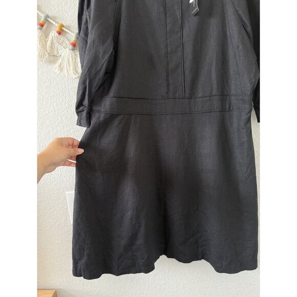 Banana Republic Linen Blend Black Puff Sleeve Mini Aline Dress Careerwear NWT 18 - Picture 5 of 10